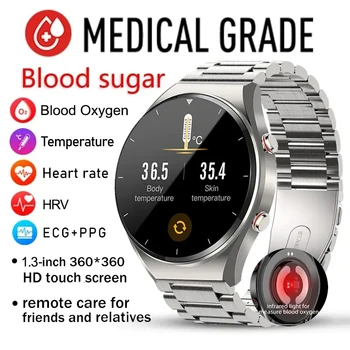 2023 Новые Умные Часы Для точного измерения уровня сахара в крови, Мужские ЭКГ + PPG, пульсометр, Здоровые Умные часы, часы для измерения артериального давления, часы для измерения ВСР