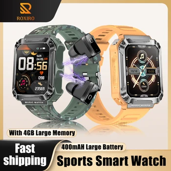 Новые Смарт-часы 3 в 1 TWS Наушники С Большой Памятью Bluetooth Вызов 1.96 HD Экран Локальная Музыка Наушники Спортивные Мужские Smartwatch T93