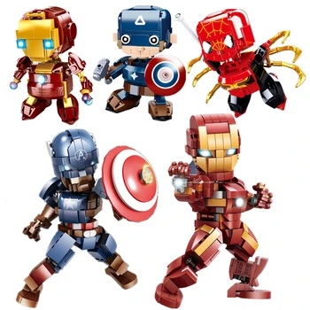 Новые Мстители, Супергерой, Строительный блок, кукла, Капитан Америка, Человек-паук, Железный Человек, Игрушка-головоломка 