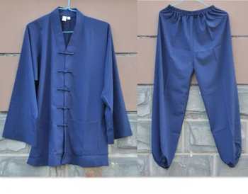Китайский традиционный комплект одежды, мужской топ в стиле кунг-фу в стиле ретро + брюки, дышащая униформа для тайцзицюань Hanfu