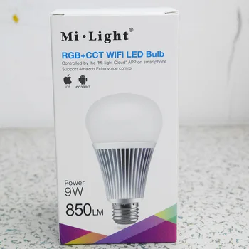 Mi-Light 9 Вт Wifi RGB + CCT Светодиодная Лампа Smart Dimmable 2,4 G Беспроводная лампа 2 в 1 Light YB1 Milight 2,4 G Пульт Дистанционного управления AC100V-240V