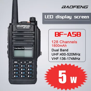 Baofeng BF-A58 Портативная рация Водонепроницаемая 5-15 км УКВ CB HamTwo Way IP67 Дальняя SOS FM Радиостанция Многополосный приемопередатчик