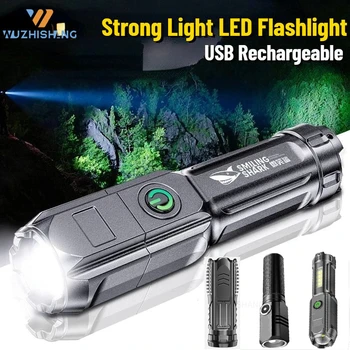 Сильный Свет светодиодный Фонарик USB Перезаряжаемые Масштабируемые тактические фонари Портативный Открытый Походный фонарь для Кемпинга Аварийная лампа