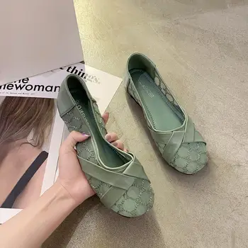 Женская Летняя Роскошная Обувь на плоской подошве в Корейском стиле, Дышащие Туфли на плоской подошве без застежки, Женская Повседневная Обувь для Вечеринок, Модные Zapatos De Mujer