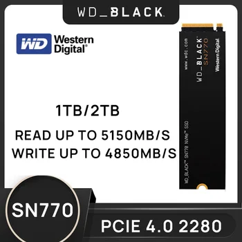 Western Digital SN770 WD Черный 500 ГБ 1 ТБ 2 ТБ NVMe M.2 SSD PCIe 4,0 2280 SSD для Игрового Портативного компьютера PS5 Mini PC Notebook