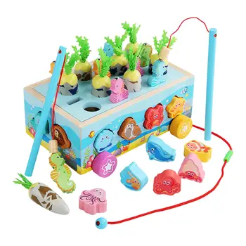 Игровая машинка для рыбалки с блоками животных, обучающие игрушки для дошкольников, деревянные игрушки-сортировщики для детей