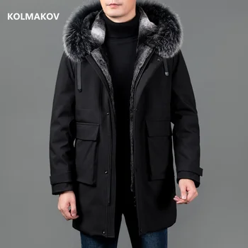 Новое поступление зимы 2024, высококачественная шляпа, Съемное мужское пальто, Куртки на 90% белом утином пуху, Мужская Повседневная куртка, Мужской размер M-5XL