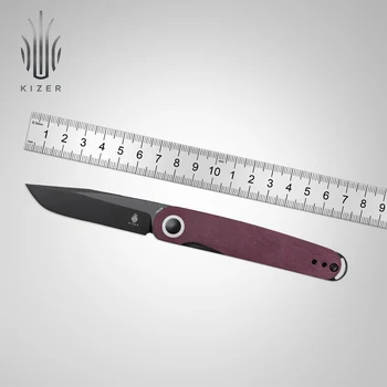 Охотничий Нож Kizer V3604C3 Squidward 2023, Новая Красная Ручка Richlite со Стальным Лезвием 154 см, Открытый Складной Нож для Мужчин