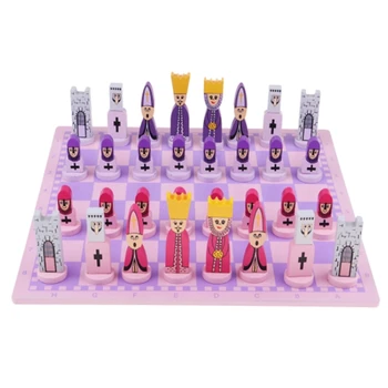 Дорожный шахматный набор с шахматной доской, развивающие игрушки для детей и взрослых, розовый