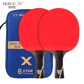 HuIESON, 1 пара Ракеток для настольного тенниса, 6 Звезд, длинная/Короткая ручка, весло для пинг-понга, Спортивные тренировки на открытом воздухе