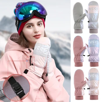 Водонепроницаемые лыжные перчатки, зимние ветрозащитные спортивные перчатки с утолщением, Хлопчатобумажные перчатки для катания на лыжах, Сноуборде, на открытом воздухе