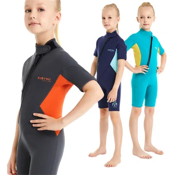 Детский Гидрокостюм из неопрена толщиной 1,5 мм, Шорты с короткими рукавами, Водолазный костюм для мальчиков и девочек, Серфинг, Подводное плавание, Детский летний купальник