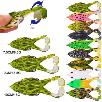 1 шт. Спиннинг Topwater Ray Frog Лягушачья приманка Мягкая трубка Пластиковая рыболовная приманка с рыболовными крючками Искусственные 3D глаза