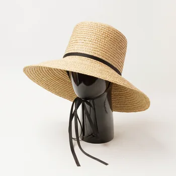 202301-HH5040C прямая поставка, современная стильная летняя женская солнцезащитная кепка ручной работы из рафии, праздничная солнцезащитная кепка, женская шляпа для отдыха