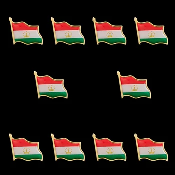 10ШТ Таджикистан Коллекционный Галстук с Лацканами Металлический сувенирный значок Официальный Флаг Брошь Булавка Ювелирный подарок
