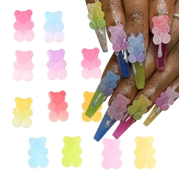 Kawaii Gummy Bear Nail Charm 20pcs12x17mm Идеально подходит для дизайна ногтей НЕОНОВЫЕ Кабошоны Gummy Bear Gummy Bear ~ Кабошоны ~ Kawaii ~ 20 цветов