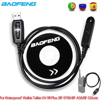 Оригинальный Baofeng UV-9R Plus USB Кабель для программирования и передачи данных, компакт-диск с драйверами Для Baofeng UV9R Plus BF-9700 9rhp A-58 S56, Водонепроницаемое радио CB