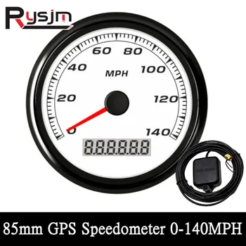 HD 85 мм GPS Спидометр Датчик Белый 0-140 Миль/ч Измеритель скорости Датчик С Красной Подсветкой Для Автомобиля Грузовика Мотоцикла Морского Квадроцикла
