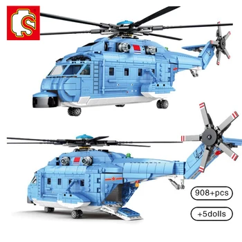 SEMBO 908Pcs Z-18 Большие Вертолеты общего назначения, строительные блоки, Военный Армейский Городской самолет, Кирпичи для самолетов, детские развивающие игрушки