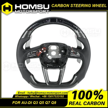 Изготовленное на заказ Кованое рулевое колесо из углеродного волокна для aud i Q3 Q5 Q7 Q8, светодиодное кованое рулевое колесо из углеродного волокна