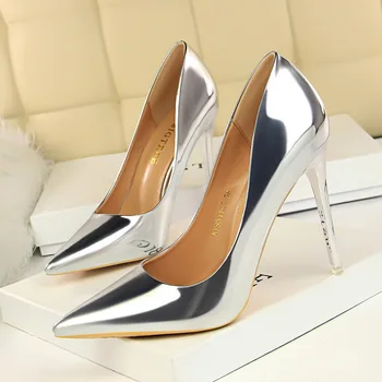 Женские туфли-лодочки из лакированной кожи на высоком каблуке, женские базовые свадебные туфли-лодочки, Женские туфли на шпильке, большие размеры 43