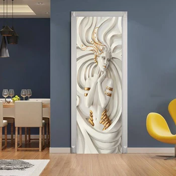 Креативные наклейки на двери с геометрическими абстрактными узорами Украшение дома Поставляется с высокоточной покраской распылением Водонепроницаемый