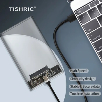 Прозрачный чехол для жесткого диска TISHRIC для жесткого диска 2,5 Корпус жесткого диска SATA-USB 3,0 Type-C 3,1 Чехол для мобильного внешнего жесткого диска