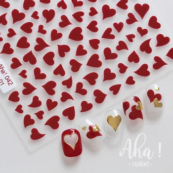 Наклейка для ногтей в виде сердца, День Святого Валентина, бабочка любви, самоклеящиеся наклейки, Дизайнерские слайдеры, Кавайные 3D принадлежности для дизайна ногтей, декоры из фольги