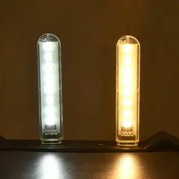 Светодиодная лампа с питанием от USB, 8 светодиодов, освещение атмосферы салона автомобиля, освещение ночной работы, автомобильные декоративные лампы USB