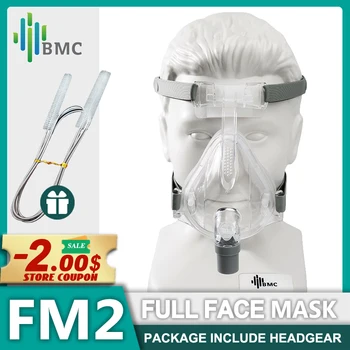 BMC FM2 Маска для лица Для CPAP-аппарата Домашнего использования Против Храпа Наносится На медицинский аппарат искусственной вентиляции легких CPAP BiPAP Размер S/M/L с головным убором