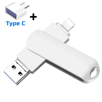 4в1 USB флэш-накопитель 128 г USB3.0 Флешка для iPhone Xs Max X 8 7 6 iPad 16/32/64/128 256 ГБ Memory Stick USB Ключ TypeC Флеш-накопитель