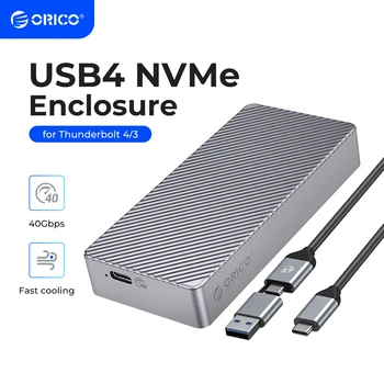 ORICO 40 Гбит/с M.2 NVMe SSD Корпус USB4 PCIe3.0x4 USB C Алюминиевый внешний адаптер Совместим с Thunderbolt 3 4 Без инструментов