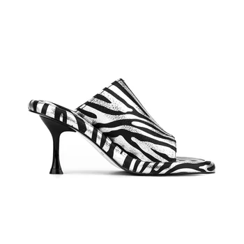 2023 Летние Новые Модные Женские туфли на высоком Каблуке-шпильке с круглым носком, подходящие по цвету Тапочки Для Показа на подиуме, Обувь на высоком каблуке