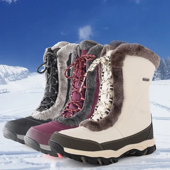 Новинка 2021 года; зимние ботинки; бархатная теплая лыжная обувь большого размера; уличная обувь для сноуборда; ботинки средней длины