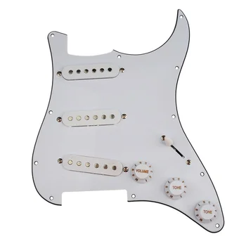 Аксессуары для электрогитары белого цвета Печатная плата с 3 одиночными катушками Предварительно подключенная накладка SSS Plain для запчастей Strat Stratocaster