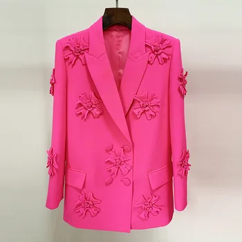 2023 новый модный двубортный пиджак для тяжелой промышленности с объемным цветочным декором