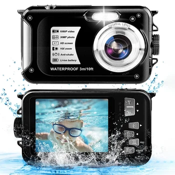 2,7-Дюймовая подводная камера 10 футов под водой, цифровая камера 1080P FHD, 30-мегапиксельный TFT ЖК-экран, распознавание лиц для подводного плавания