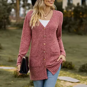 Женский свитер, пальто, уютные вязаные женские осенне-зимние куртки из мягкой эластичной ткани с длинными рукавами, предотвращающие образование пилингов для тепла