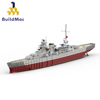 BuildMoc Германия Второй мировой войны Бисмарк Военный Корабль Лодка KMS Гнейзенау Строительные Блоки Набор Линкор Военный Корабль Кирпичи Игрушки Подарки Для Детей