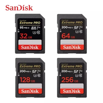 SD-карта SanDisk Extreme PRO 32G 64G 128G 256G 512g 1T SDHC SDXC UHS-I C10 95M/s-200MB/s Поддержка карты памяти U3 V30 4K для камеры