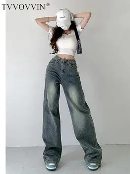 TVVOVVIN 2023, весна/лето, новые женские европейские свободные удобные ретро прямые модные повседневные джинсы свободного кроя I6ME