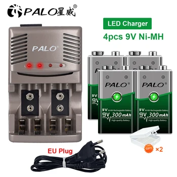 PALO 9V 6F22 Зарядное устройство для 1,2 V AA AAA Аккумуляторных батарей NI-MH 9V 6F22 Аккумулятор + 9V 300mah Ni-MH Nimh Аккумуляторная Батарея