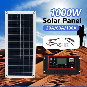 20 Вт-1000 Вт Солнечная Панель 12 В 18 В Солнечная Ячейка 20A-100A Контроллер Солнечная Панель для Телефона RV Автомобильный MP3 PAD Зарядное Устройство Наружный Аккумулятор