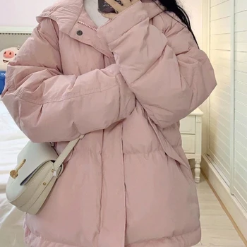 Корейская версия, однотонная толстовка с хлопковой подкладкой, женская зимняя студенческая куртка для расслабленного отдыха, многофункциональная куртка с хлебной подкладкой 2023