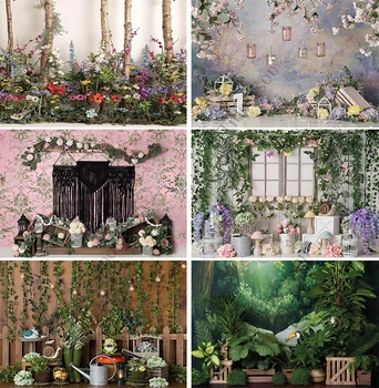 Весенний цветочный фон из листьев сада, портрет, Детский душ, Детский день рождения, реквизит для украшения фотостудии, фон, баннер