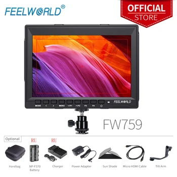 Feelworld FW759 7-Дюймовый IPS 1280х800 Полевой Зеркальный Видеомонитор с Максимальным Фокусом HD 7 