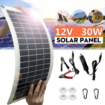 30 Вт Солнечная Панель Полный Комплект 12 В USB Зарядка Солнечная Батарея Мощность Портативный Открытый Поликремниевый Лагерь Пеший Туризм Дорожный Телефон RV Автомобиль MP3