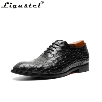 Мужские модельные туфли-Оксфорды ручной работы из крокодиловой кожи с тиснением, мужские туфли на шнуровке с красной подошвой, свадебные деловые официальные туфли
