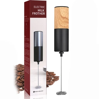 Электрический пенообразователь для молока, вспениватель молока для кофе, с рисунком дерева, ручной венчик на батарейках