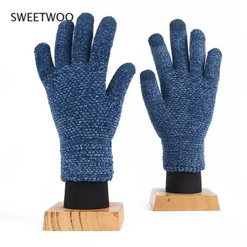 Мужские и женские зимние лыжные перчатки для верховой езды, перчатки с сенсорным экраном, женские толстые теплые эластичные трикотажные перчатки